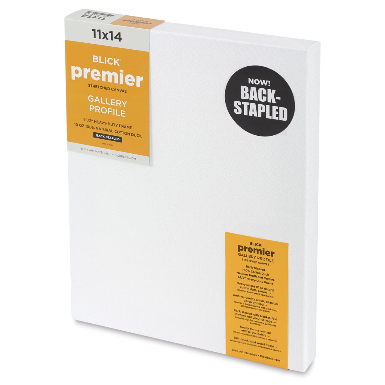 Blick Premier Stretched Cotton Canvas - Gallery Profile, Back-Stapled, 11" x 14"